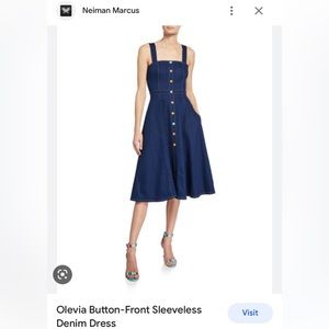 Shoshanna Olevia Button-Front Sleeveless Denim Dress